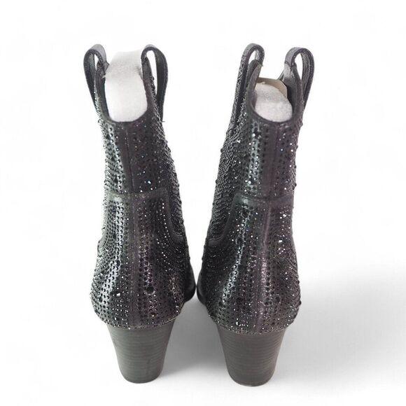 Forever River Rhinestone Embellished Pointed Toe Ankle Boots Black Women's 6 - Picture 5 of 9